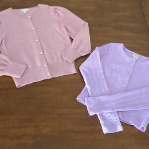 Cruwcuts cardigan long sleeve bundle pink/purple girls size 8/9 EUC